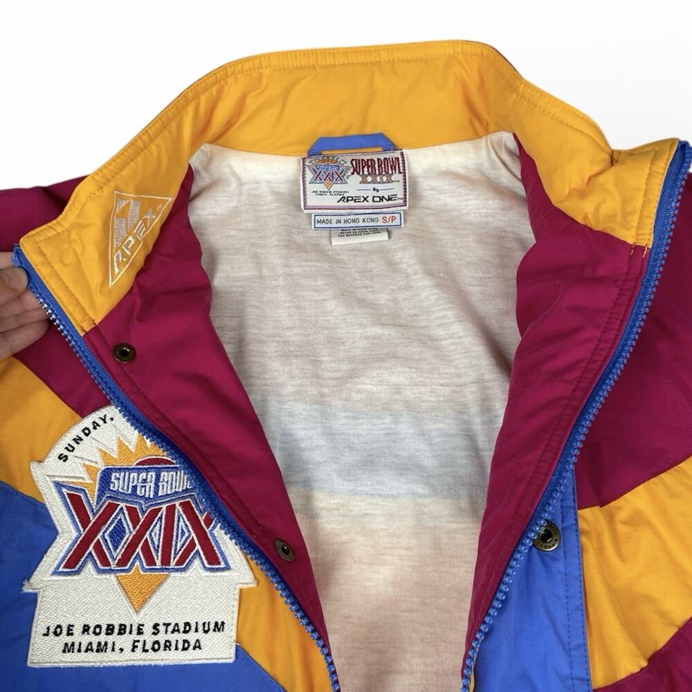 Rare vintage 1995 Apex Proline Super Bowl XXlX NFL jacket Small 49ers Vs Charger - Picture 2 of 15